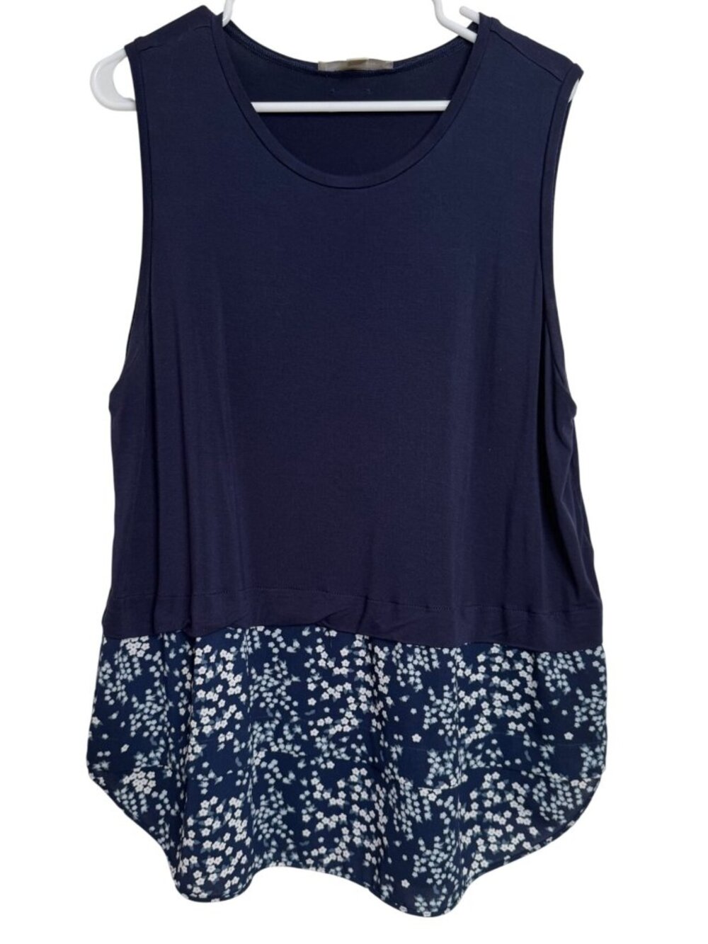 Michael Kors Sleeveless Size Xl Stretchy Tunic Floral Navy EUC